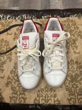 adidas White Sneakers with Red Accents
